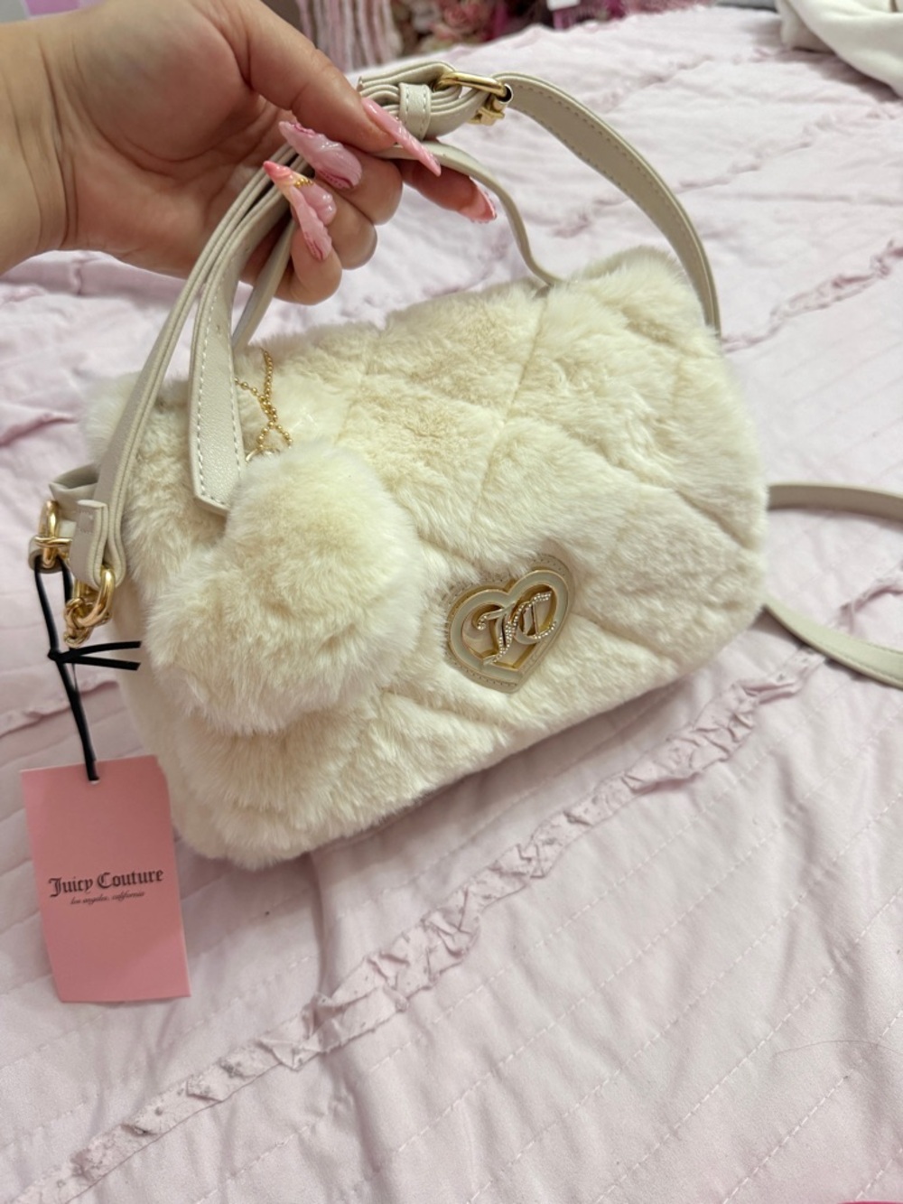 Juicy couture let’s get cozy Crossbody bag, color, angel